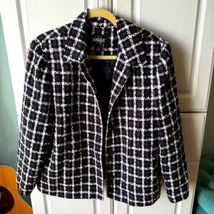 Briggs Black & White Houndstooth Plaid Suit Jacket